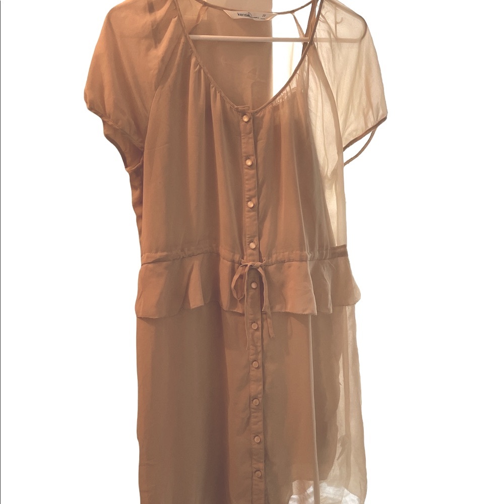 Kensie Tan Ruffle Chiffon Dress (Sz 10)